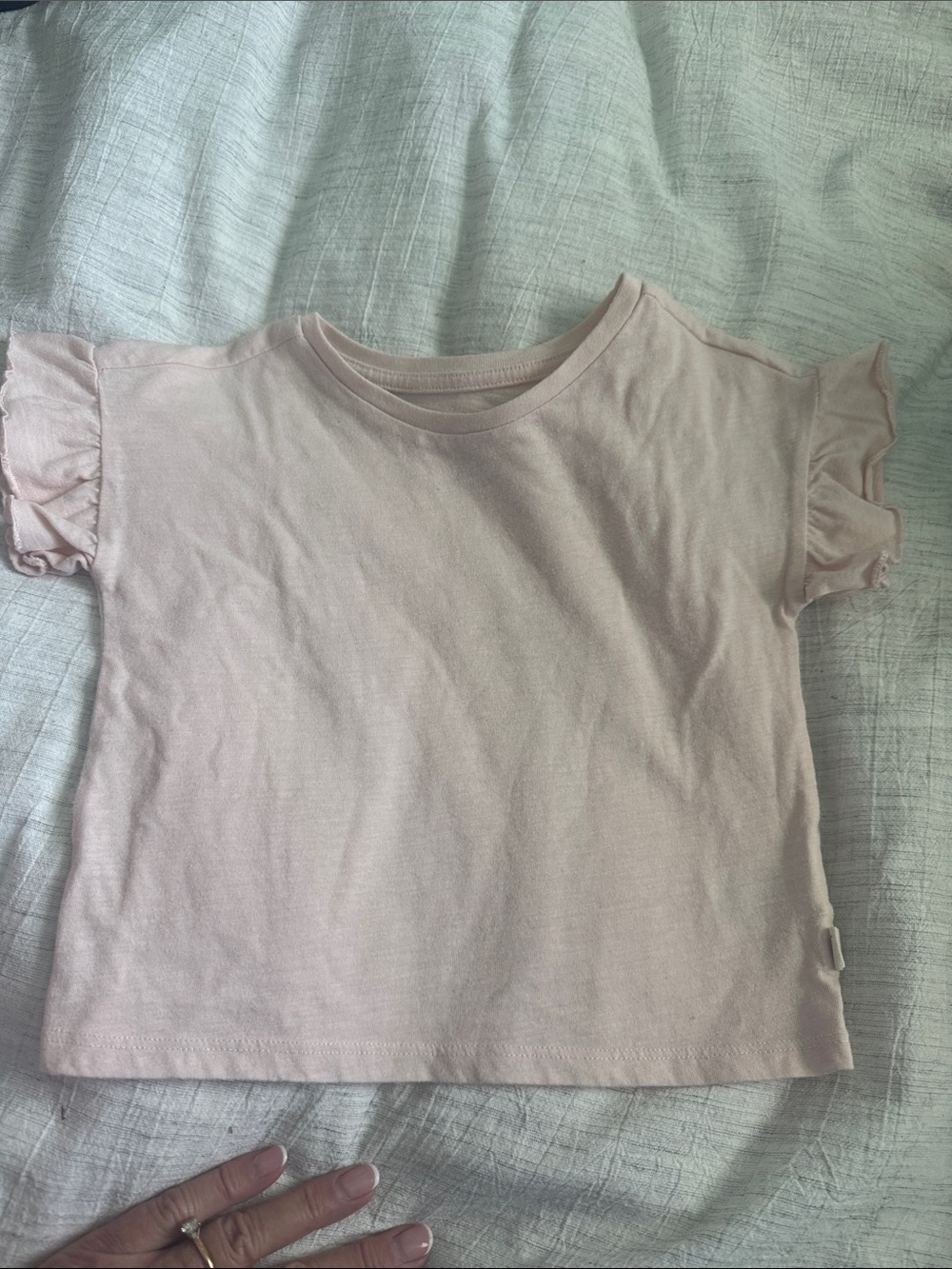 Girls' Short Sleeve Ruffle Tee - Light Pink